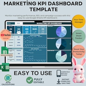 Marketing KPI Dashboard Template for Google Sheets | Track Campaign Performance, ROI & Conversion Metrics
