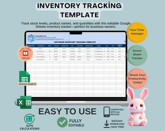 Inventory Tracking Template | Stock Management Sheet | Product & Supply Log Google Sheets