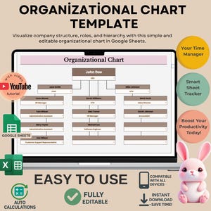 Organizational Chart Template for Business Teams, Editable Google Sheets, Digital Download