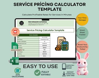 Service Pricing Calculator Template, Google Sheets for Freelancers (Digital Download)