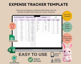 Google Sheets Expense Tracker: Editable Budget Planner (Digital Download