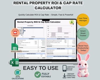 Rental Property ROI Calculator: Editable Google Sheets (Digital Download)