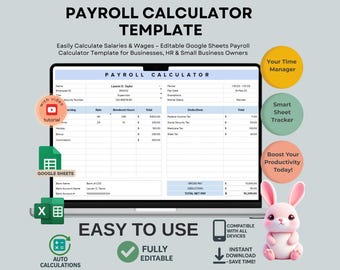 Payroll Calculator Template: Editable Google Sheets for Small Business (Digital Download)