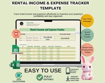 Rental Income & Expense Tracker Template | Landlord Property Management Spreadsheet