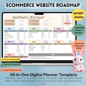 Aesthetic Workout Template, Digital Fitness Planner, Google Sheets Editable Gym Tracker, Instant Download