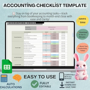 Bookkeeping Checklist Template, Easy-to-Use Google Sheets for Accounting Tasks, Editable Spreadsheet for Accountants and Business Use,