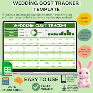 Wedding Cost Tracker Template, Editable Google Sheets for Budgeting Your Wedding Expenses and Vendor Payments