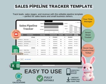 Sales Pipeline Tracker Template, Editable Google Sheets CRM Pipeline Tool