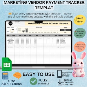 Marketing Vendor Payment Tracker Template Google Sheets, Editable Campaign Budget Log for Teams, Instant Download, Expense Tracker,