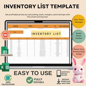 Modèle de liste d&#39;inventaire modifiable : Google Sheets Stock Tracker (téléchargement numérique)