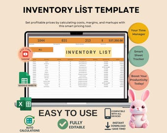 Editable Inventory List Template: Google Sheets Stock Tracker (Digital Download