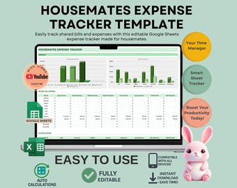 Roommate Expense Tracker: Editable Google Sheets Template (Digital Download)