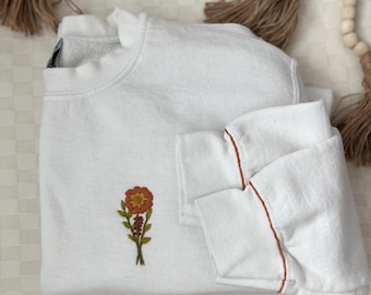Floral Hand-Embroidered Sweatshirt