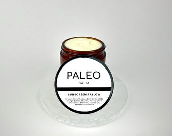 Paleo Outdoor Skin Balm with Grass-fed Beef Tallow and Zinc Oxide 20% - Organic