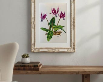 Fuchsia Forelle Lilie Gouache Malerei: Botanische Kunst (20 x 25 cm, Ungerahmt)