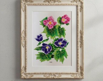 Handgemalte Blumen Kunst - Florale Gouache-Malerei (20 x 25 cm, Ungerahmt)