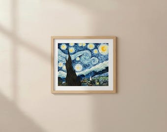 Sternenklare Nacht – Original Aquarellmalerei, Van Gogh inspiriert, 25 x 30 cm, Ungerahmt