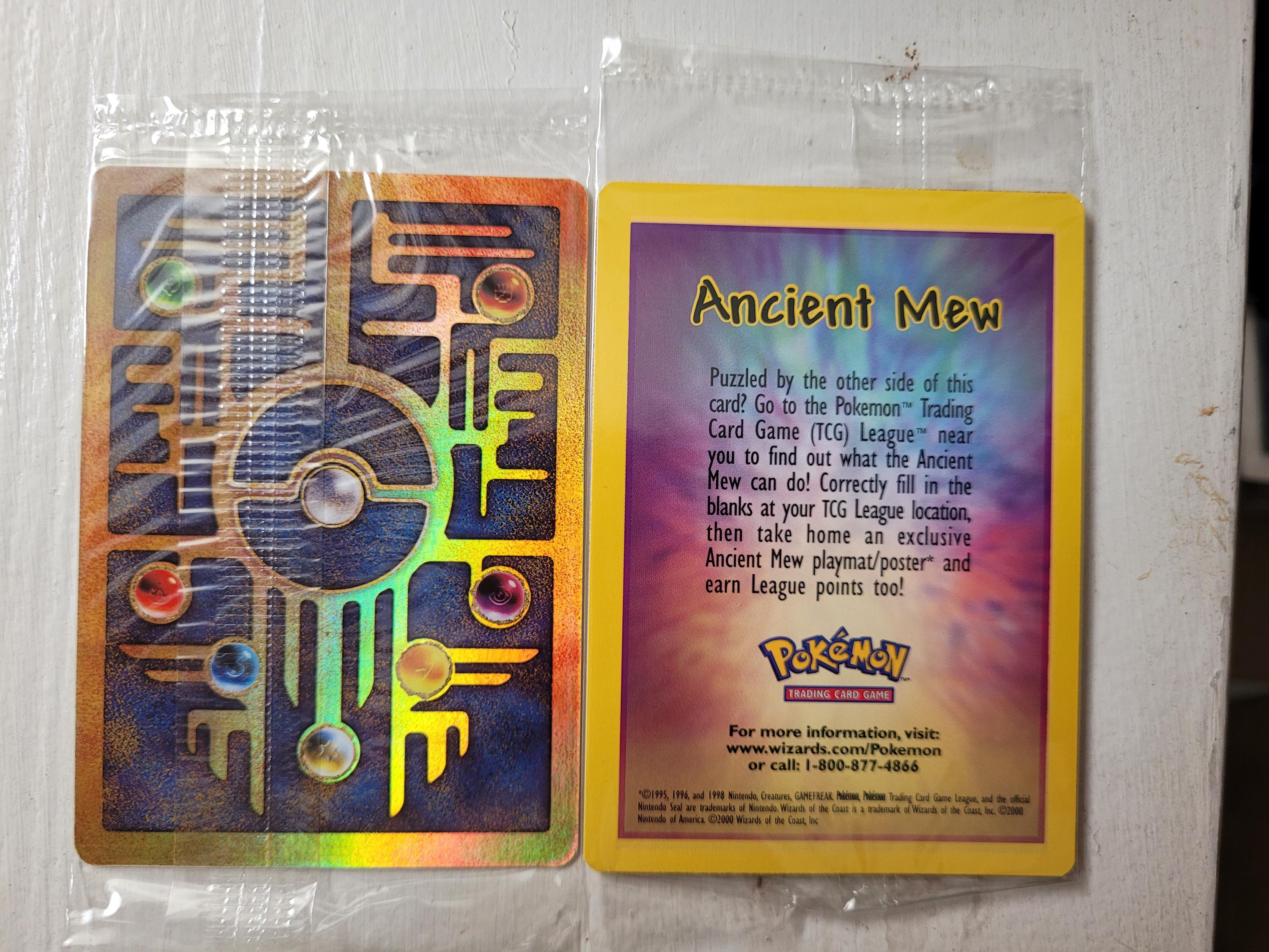 ancient mew pokemon card sealed I bought 55 sealed Ancient Mews, I opened 35 with perfect backs and ended up sending 23 to PSA. I received four 8s, eighteen 9s and one 10. : r/PokemonTCG
