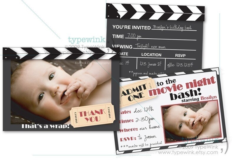 Movie Night Party Pack Printable Download PDF Party Foto Einladung Bild 2