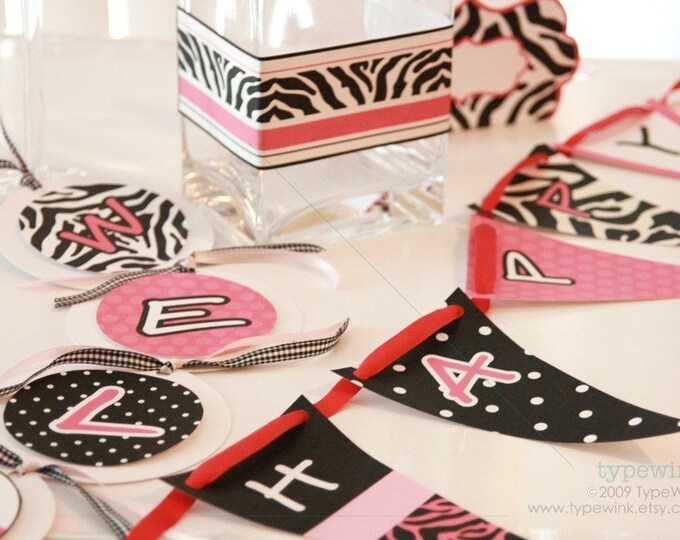 Zebra Party Pattern Zebra Print Party Pack - Printable Download PDF Party - Etsy