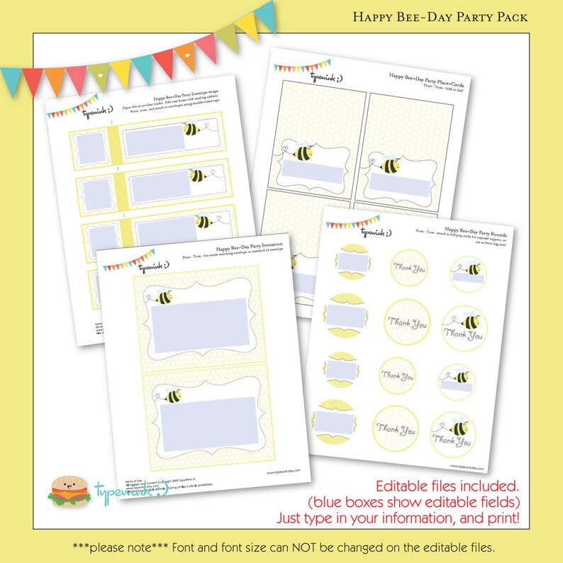 Honeybee Birthday Party EDITABLE PHOTO INVITATION printable - Etsy