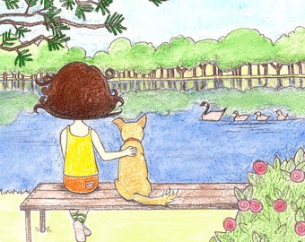 Children's Giclée Print - Jackie Sitting on a Bench - By Kristyn Dors