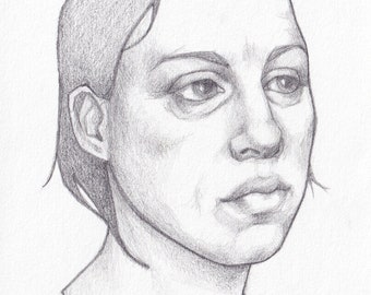 Portrait of a Woman, Pencil Portrait Drawing on Paper, Original Art, Nikki by Kristyn Dors