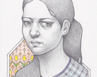 Portrait of a Woman, Pencil Drawing, Original Art, Marta by Kristyn Dors