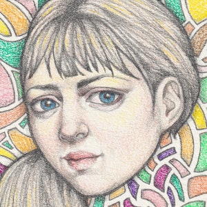 Portrait of a Woman, Colorful Drawing, Original Art, Kelsey by Kristyn Dors image 2