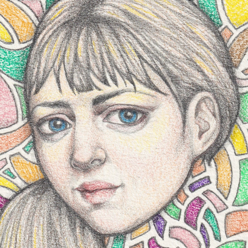 Portrait of a Woman, Colorful Drawing, Original Art, Kelsey by Kristyn Dors image 2