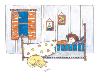 Children's Giclée Print - Jackie Sleeping on her Tummy - By Kristyn Dors