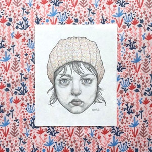 Drawing of a Woman, Small Pencil Portrait Drawing, Original Art, Jo by Kristyn Dors image 4