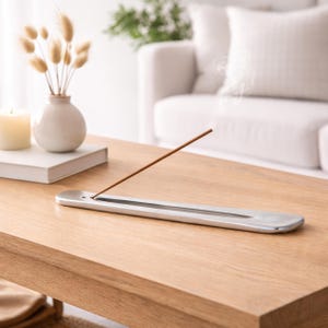 Silver Incense Holder - Minimalist Incense Burner - Long Burner for Aromatherapy - Sleek, Durable, & Easy to Clean Handmade Incense Plate