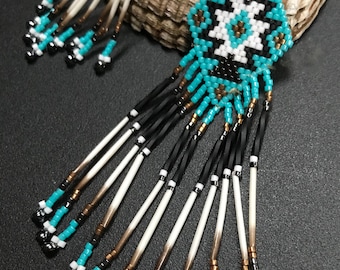 Native American Quill Turquoise Earrings