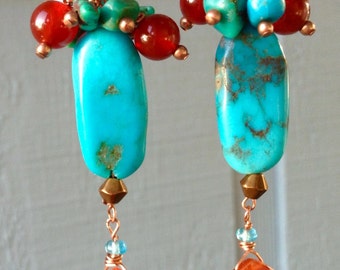 Turquoise and Carnelian Earrings