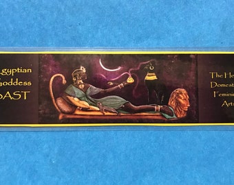 Egyptian goddess Bast (original print) bookmark beaded