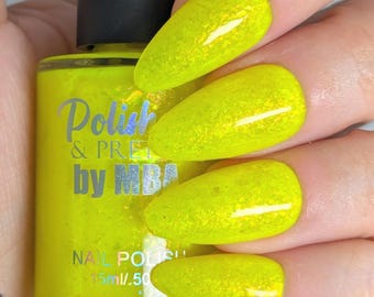 Lemon Crush-Neon Flakie Nail Polish