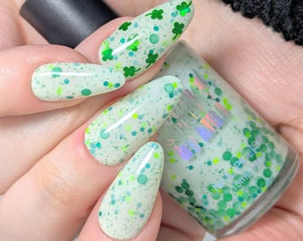 Shamrockin' & Rollin' - White Crelly Glitter Nail Polish