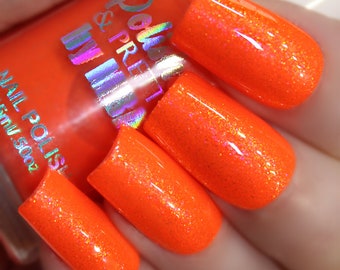 Orange Popsicle Neon Shimmer Nail Polish-Large 15ml Bottle