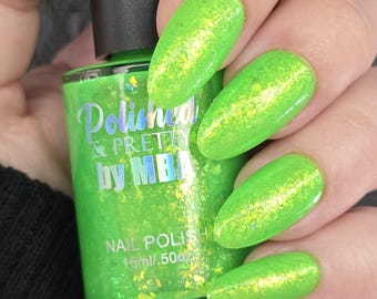 Lime Crush-Neon Flakie Nail Polish