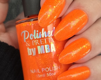 Orange Crush-Neon Flakie Nail Polish