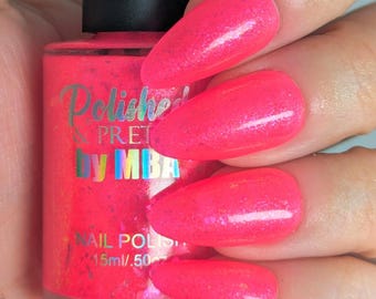 Strawberry Crush-Neon Flakie Nail Polish