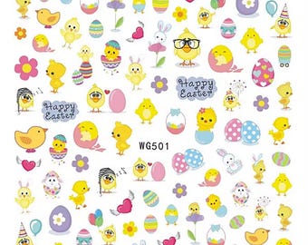 Easter Nail Decals- Self Adhesive 3D Nail Art WG501