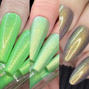 Find Me Under The Palms-Green Solar Nail Polish Multichrome Shimmer Crelly