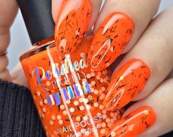 Boo-gie Down-Orange Neon Glitter Nail Polish, Halloween Goth, Cruelty Free