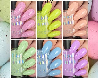 Freckled Egg-Pastel Neon Glitter Polish Collection