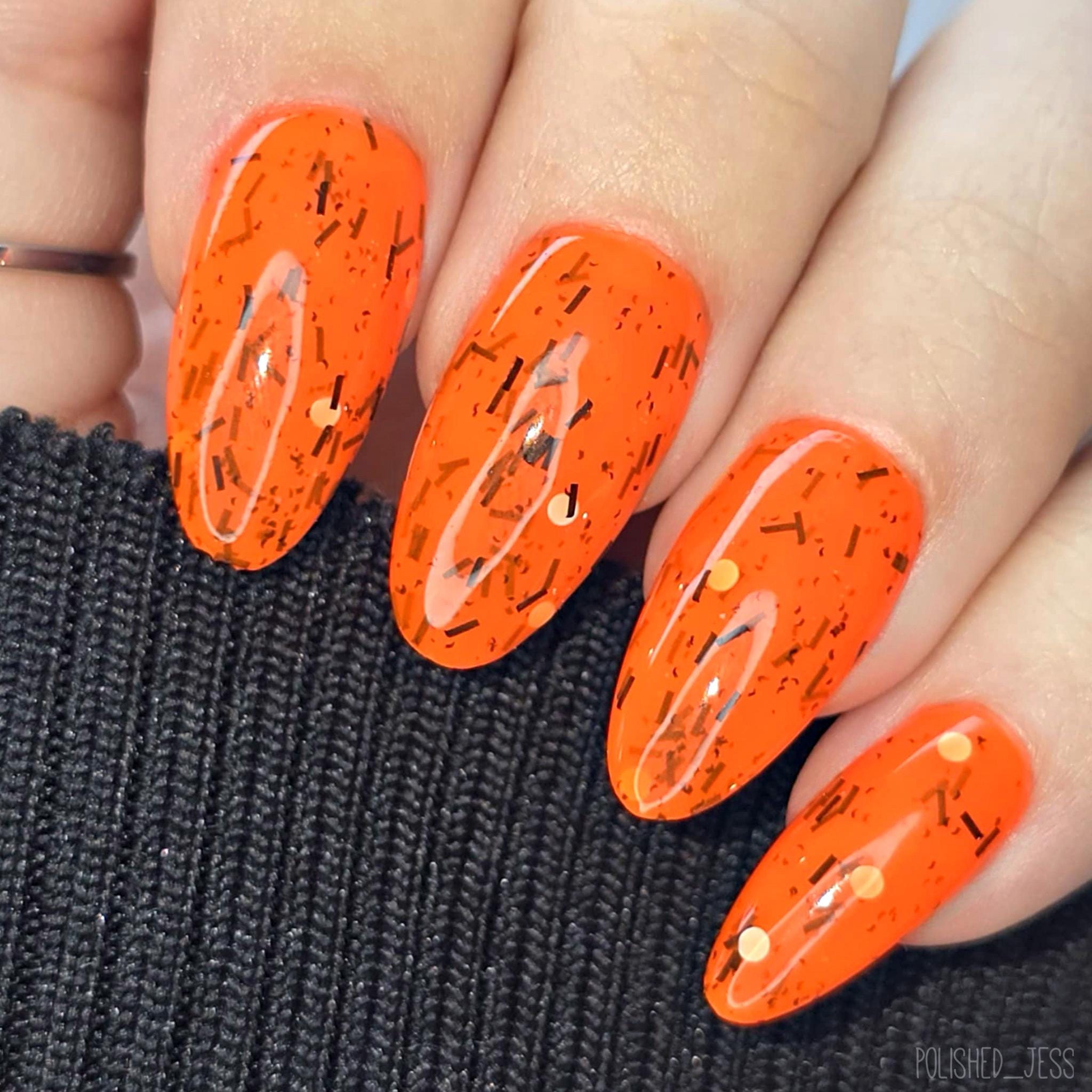 Boo-gie Down-orange Neon Glitter Nail Polish, Halloween Goth 