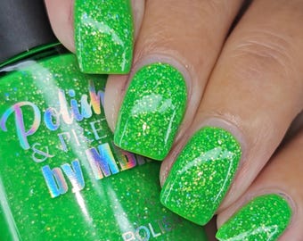 Electric Lime Flash-Neon Holographic Nail Polish