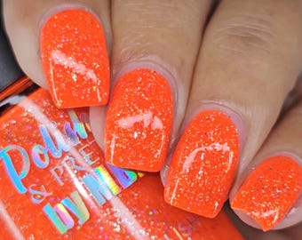 Atomic Tangerine-Neon Holographic Nail Polish