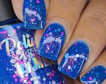 Blue Kona Cooler-Neon Glitter Shimmer Nail Polish